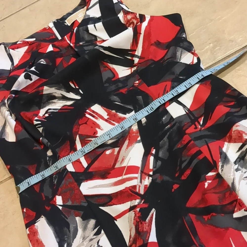 Michael Kors Red & Black Abstract Dress Size 4